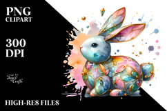 Colorful Bunny with Golden Insertions PNG Product Image 2