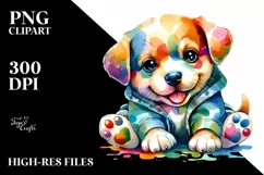 Cute Baby Dog Watercolor Drawing in Style Product Image 3