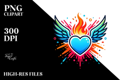 Simple Paintbrush Heart Wings PNG Product Image 2