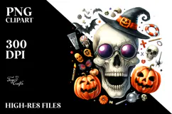 Cute Funny Skull Gnome on Moon | Sublimation | Clipart Product Image 2