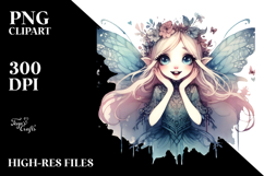 Excited Gothic Fairy, Watercolor PNG Product Image 2