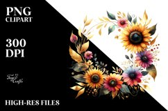 Vibrant Sunflower Horizontal Frame | Clipart Product Image 3