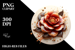 Glossy Camellia with Golden Insertions, -Like Material, PNG Product Image 2