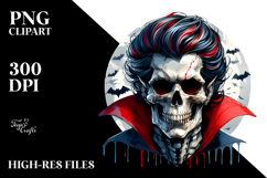Superhero Vampire Skull with Hair PNG Product Image 2