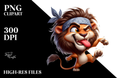 Goofy Cartoon Lion with Bandana PNG Product Image 2