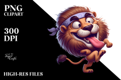 Goofy Cartoon Lion with Bandana PNG Product Image 2