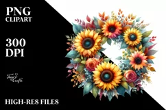 Colorful Wreath Sunflower | Clipart Product Image 1