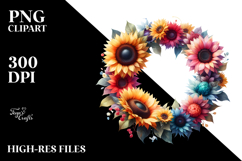 Colorful Sunflower Wreath Clipart Product Image 2