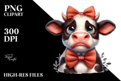 Disgusted Cow with Bow and Tie PNG Product Image 2
