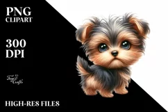 Watercolor Cute Baby Yorkipoo Clipart Product Image 1