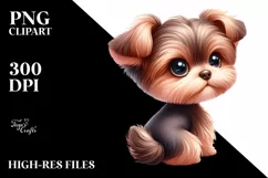 Watercolor Cute Baby Yorkipoo Clipart Product Image 1