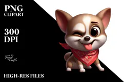 Playful Dog with Bandana PNG Product Image 2