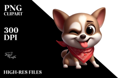 Playful Dog with Bandana PNG Product Image 2