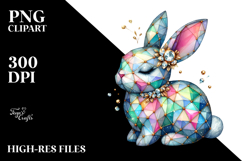 Diamond Bunny with Golden Insertions PNG Product Image 2