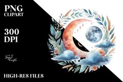 Vibrant Boho Moon Foliage | Clipart Product Image 1
