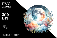 Vibrant Boho Moon Foliage | Clipart Product Image 2