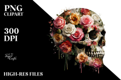 Skull with Flowers PNG Product Image 2