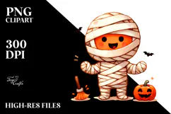 Funny Halloween Clipart with Mummy PNG Product Image 2