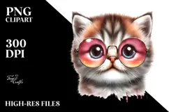 Funny Baby Cat Watercolor PNG Product Image 2