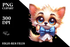 Exaggerated Puppy-Dog with Bow Tie PNG Product Image 2
