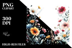 Centered Bold Watercolor Wildflowers | Sublimation Clipart Product Image 1