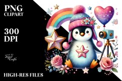 Boho Penguin Sitting on Star PNG Product Image 2