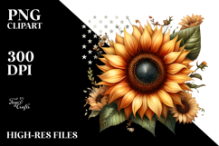 Vintage Sunflower with USA Flag, Transparent PNG Product Image 2
