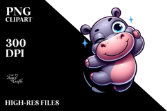 Cartoony Cartoon Hippo PNG Product Image 2