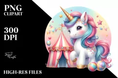 Colorful Baby Unicorn Circus PNG Product Image 1