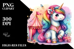 Colorful Baby Unicorn Circus PNG Product Image 1
