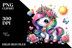 Cute Unicorn in Style PNG Product Image 3