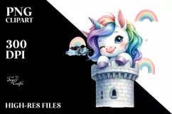 Cute Baby Unicorn Winking Sky-High Tower | Sublimation Product Image 1