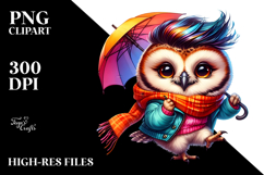 Cute Dancing Baby Owl with Raincoat, Transparent PNG Product Image 2