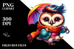 Cute Dancing Baby Owl with Raincoat, Transparent PNG Product Image 2