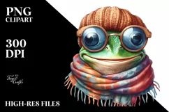 Whimsical Frog Portrait with Scarf and Sunglasses Product Image 1