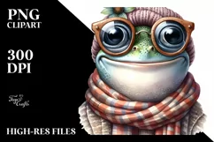 Whimsical Frog Portrait with Scarf and Sunglasses Product Image 1