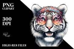 Funny Cute Tiger Sunglasses Portrait Watercolor Clipart Product Image 3
