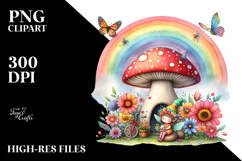Illustration of Fairy House with Large Mushroom and Colorful Product Image 2