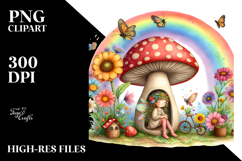 Illustration of Fairy House with Large Mushroom and Colorful Product Image 2