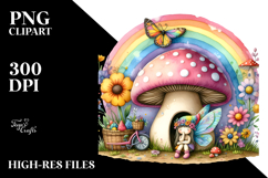 Illustration of Fairy House with Large Mushroom and Colorful Product Image 2