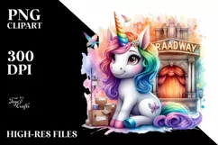 Colorful Baby Unicorn Broadway PNG Product Image 3