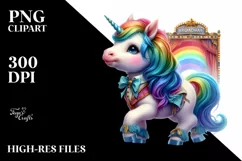 Colorful Baby Unicorn Broadway PNG Product Image 3