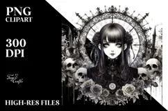 Watercolor Gothic Girl PNG Product Image 2