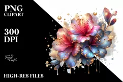 Glossy Azalea Shiny Golden Watercolor | Clipart Product Image 3