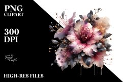 Glossy Azalea Shiny Golden Watercolor | Clipart Product Image 3