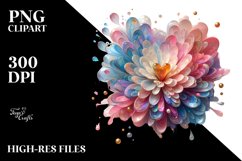 Shiny Chrysanthemum, Watercolor Splash PNG Product Image 1