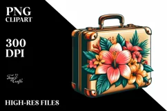 Retro Travel Floral,Summer Sticker Clipart Product Image 1