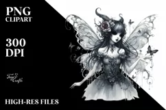 Gothic Fairy, White Background | Watercolor Clipart Product Image 3
