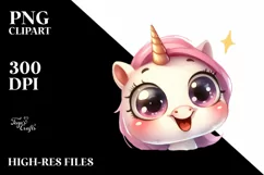 Expressive Funny Baby Face Unicorn PNG Product Image 3