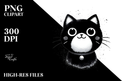 Funny Washed Watercolor Black Cat Image, Transparent PNG Product Image 2